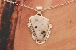 Genuine White Buffalo Turquoise Sterling Silver Pendant